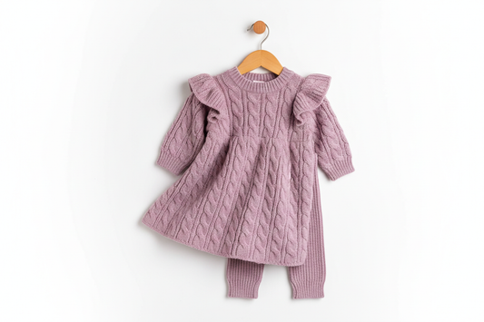 Knitted Co-ord Back View - Beige